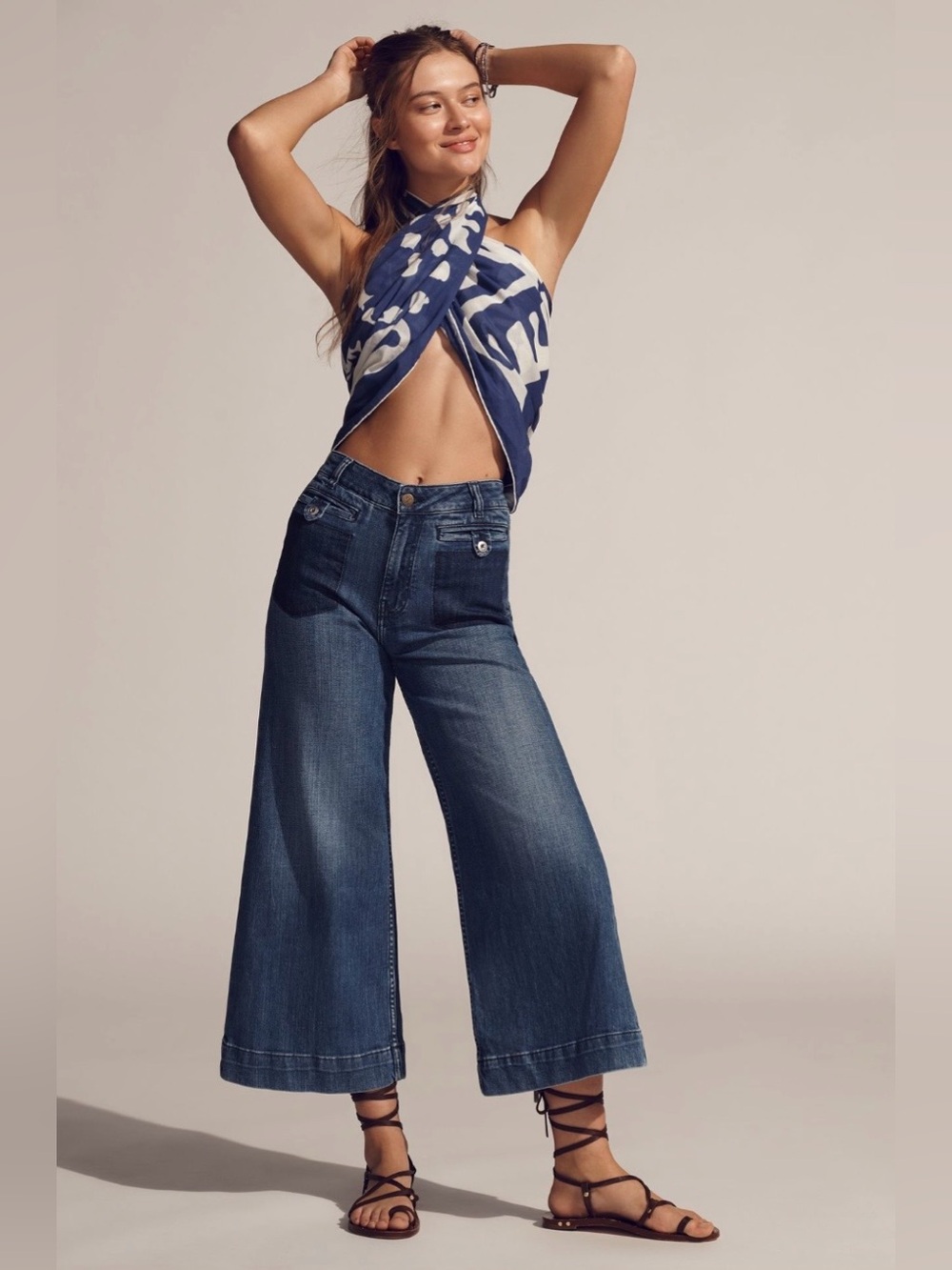 Anthropologie Pilcro Reworked High-Rise Crop Flare Jeans - Picture 2 of 7